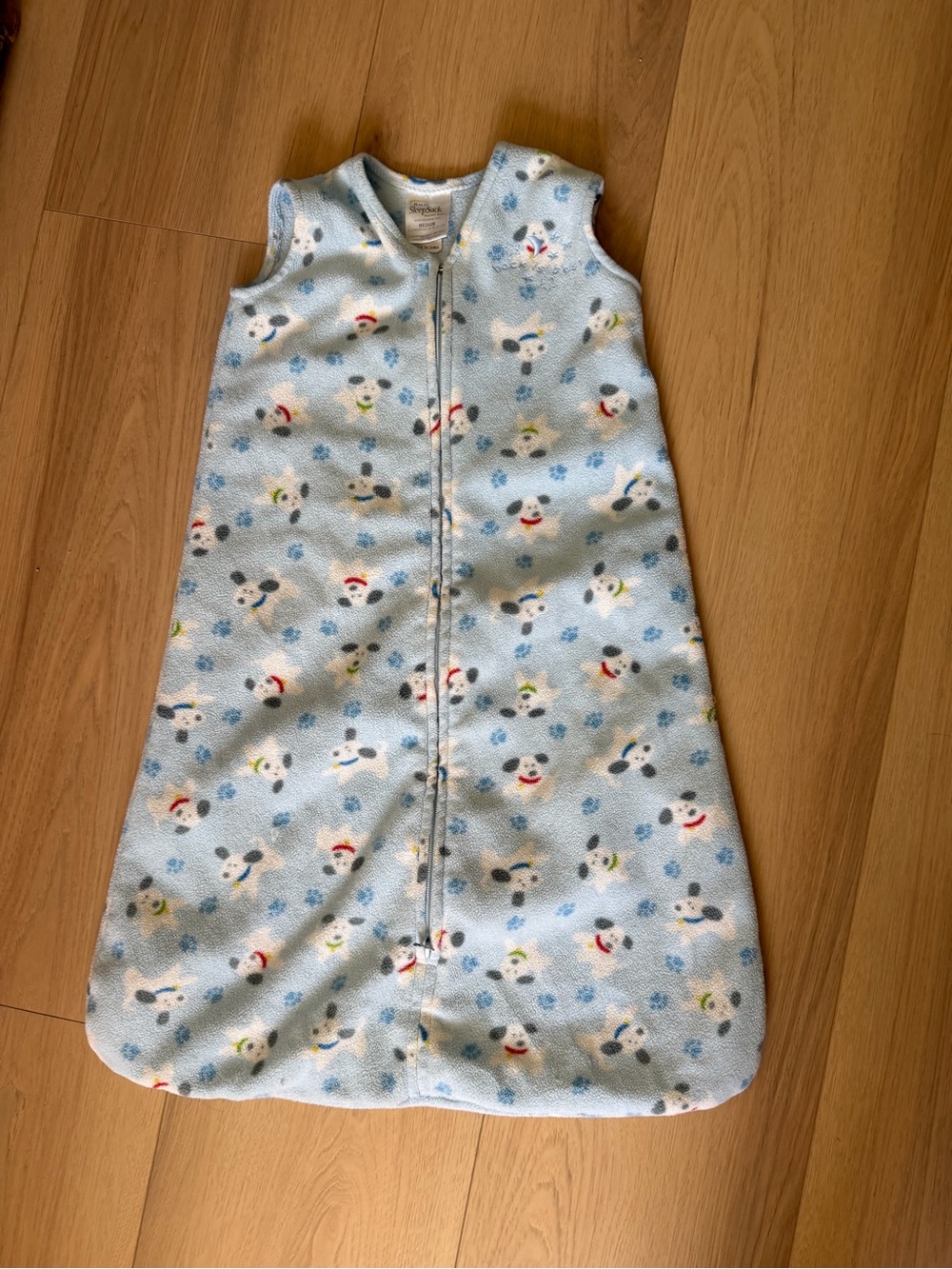 Halo Light Blue Fleece Sleep Sack with Puppy Paw Print